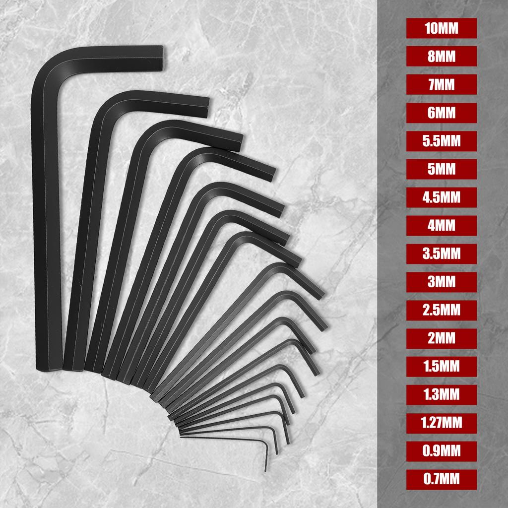 35Pcs L-shaped Allen Wrench Set Chrome Vanadium Steel 0.028-3/8 Inch Standard SAE and 0.7-10 Mm Metric Bicycle Repair Fasteners