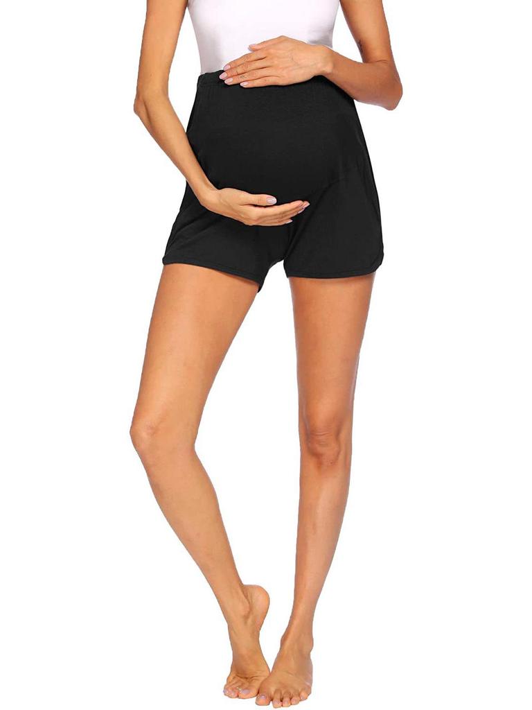 Solid Color Maternity Support Shorts - Comfortable Home and Sportswear