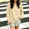 Women's V-Neck Long Sleeve Sweatshirt Color Casual Pullover for Everyday Wear