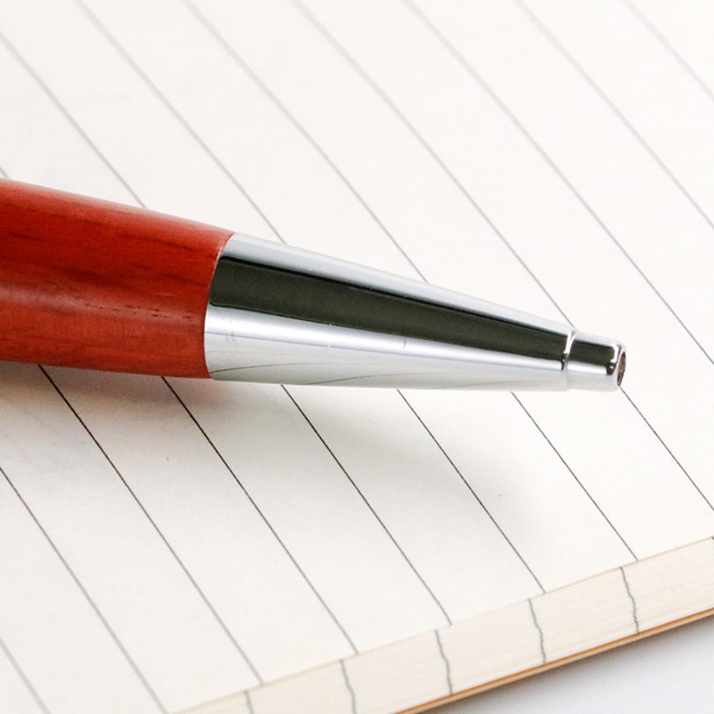 Red Willow Wood Silver Chessboard Twist Trim Fat Ballpoint Pen Writing Tool School Office Stationery