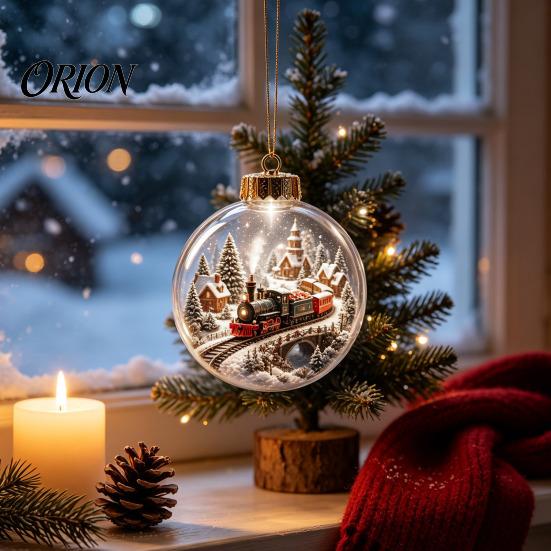 Decorative Baubles for Trees Light Up Christmas Scene Ball Ornament with Warm LED Glowing Holiday Story Spheres Tree Decor and Festive Home