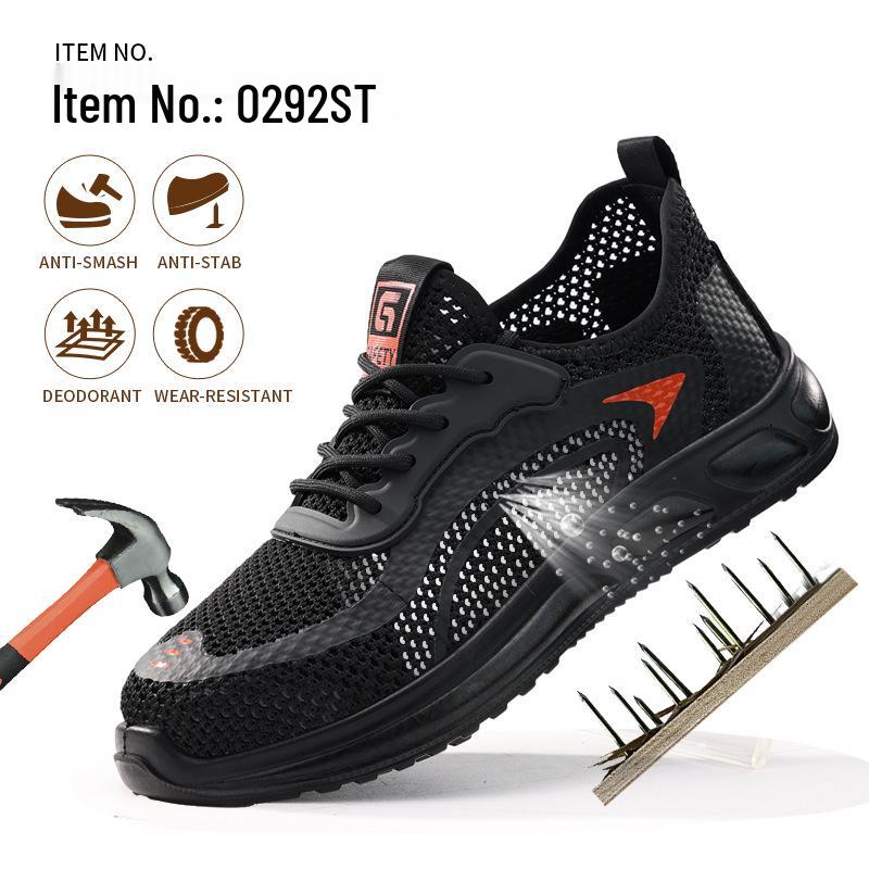 Men's Steel Toe Cap Safety Shoes: Breathable, Anti-Smash, Anti-Puncture, and Wear-Resistant for Cross-Border Labor Protection.