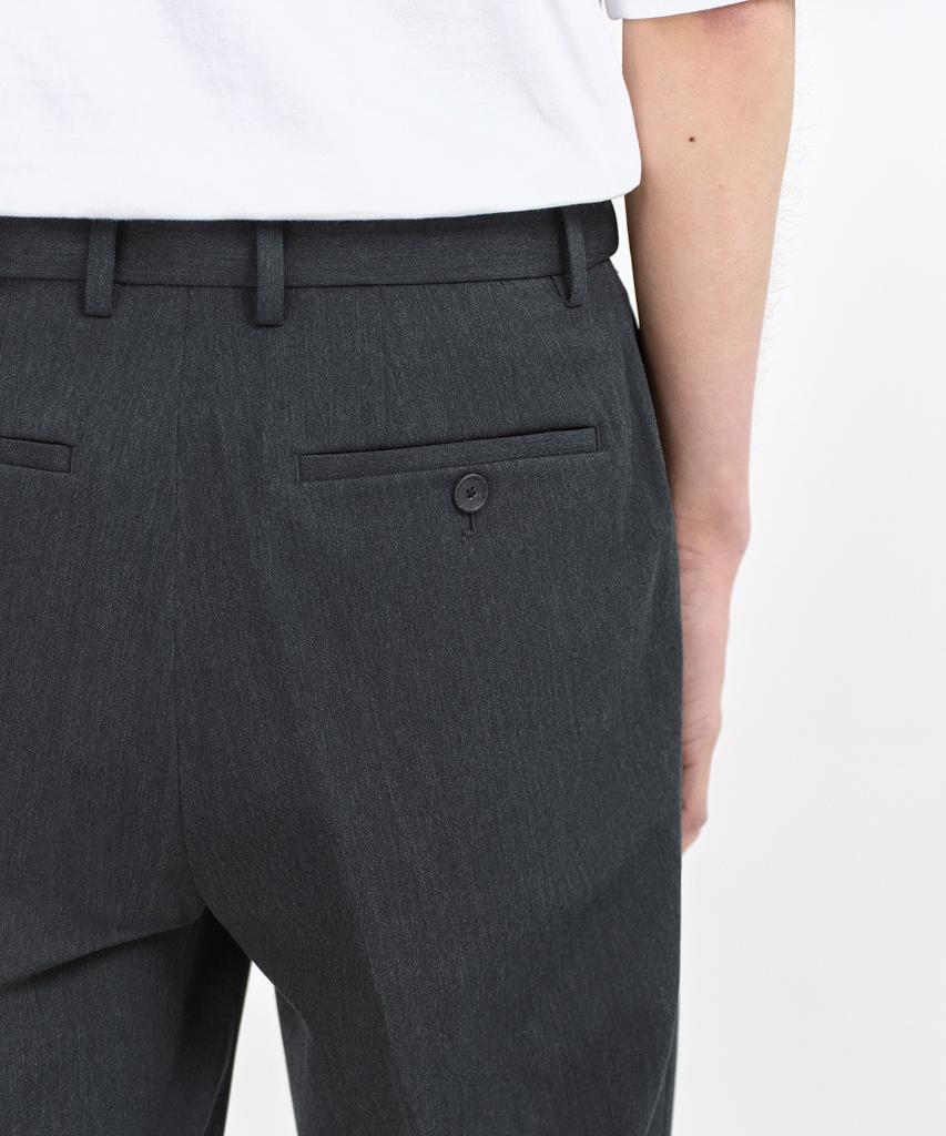 MUSINSA STANDARD Relaxed Tapered Hidden Banding Crop Slacks [Charcoal Gray]