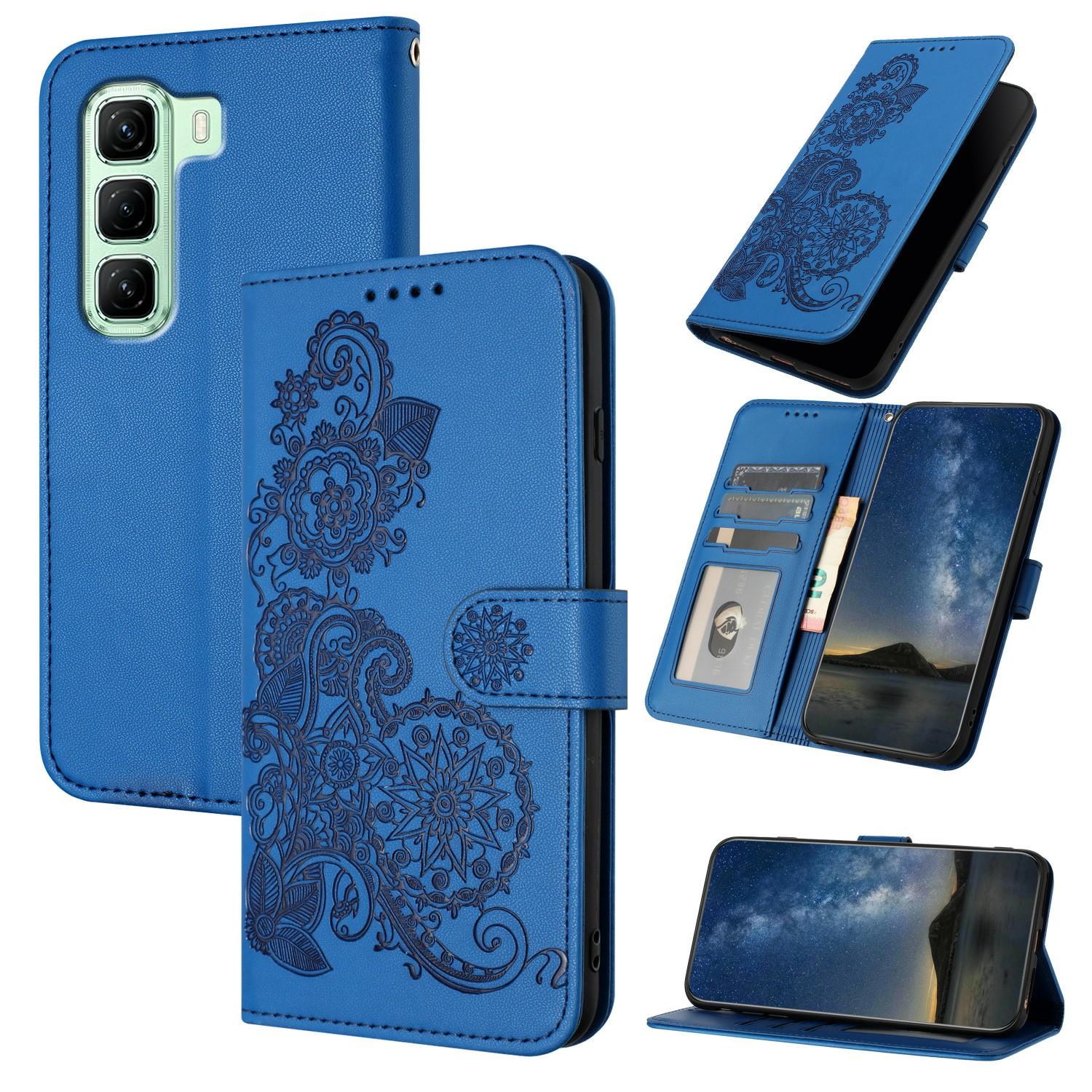 

For Infinix Hot 50 4G Phone Cases Mandala Flower Leather Wallet Mobile Cover with Strap B