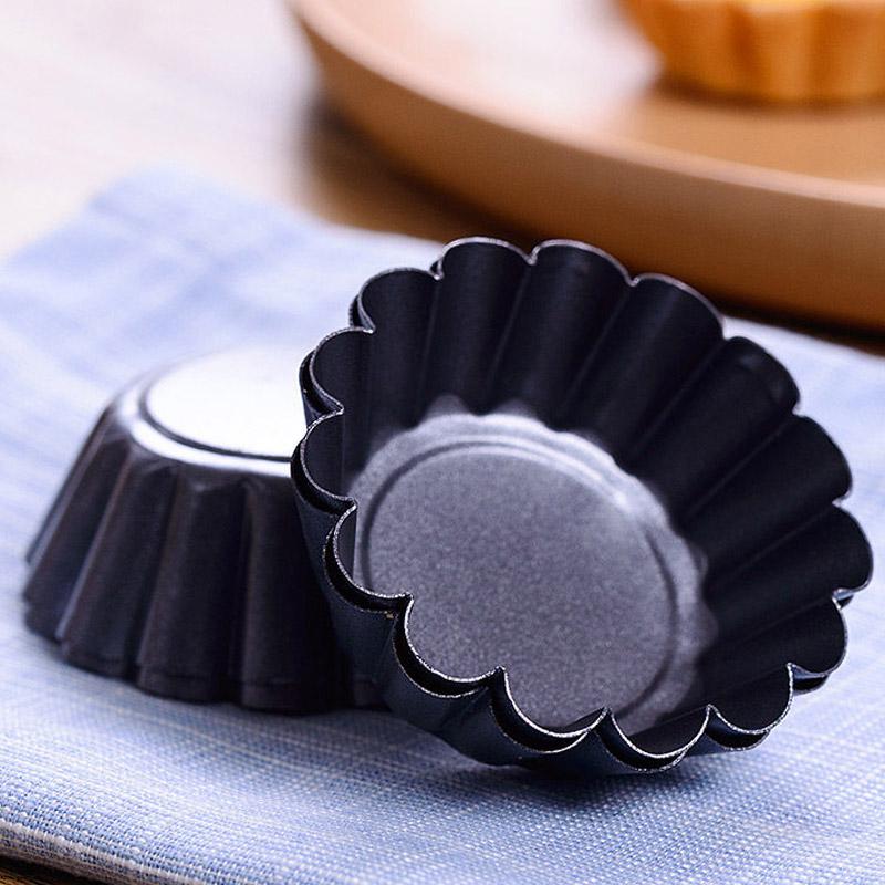 6 ks 7,5 cm Nepřilnavé vroubkované kulaté formičky ve tvaru chryzantémy z uhlíkové oceli na vaječný košíček, puding, koláč, DIY nástroj na pečení vaječných košíčků