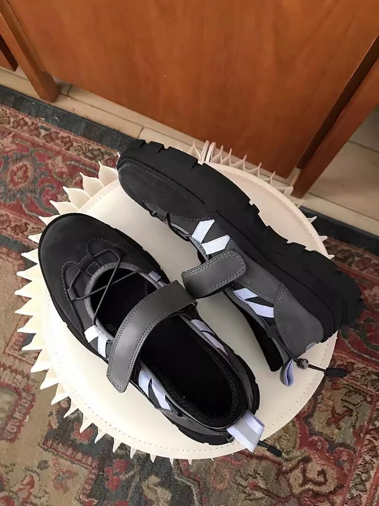 Fashion Mixed Color Hook&loop Ballet Bumps Shallow Round Toe Thick Soled Mary Jane Shoes Concise Summer Comfortable Women Sneakers