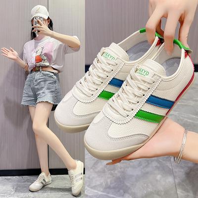 Moda 2024 Nowe Wybuchowe Damskie Buty Cienkie Codzienne Sportowe Jasne Dopasowanie Koloru Płaskie Niemieckie Buty Treningowe Damskie Buty Trampki