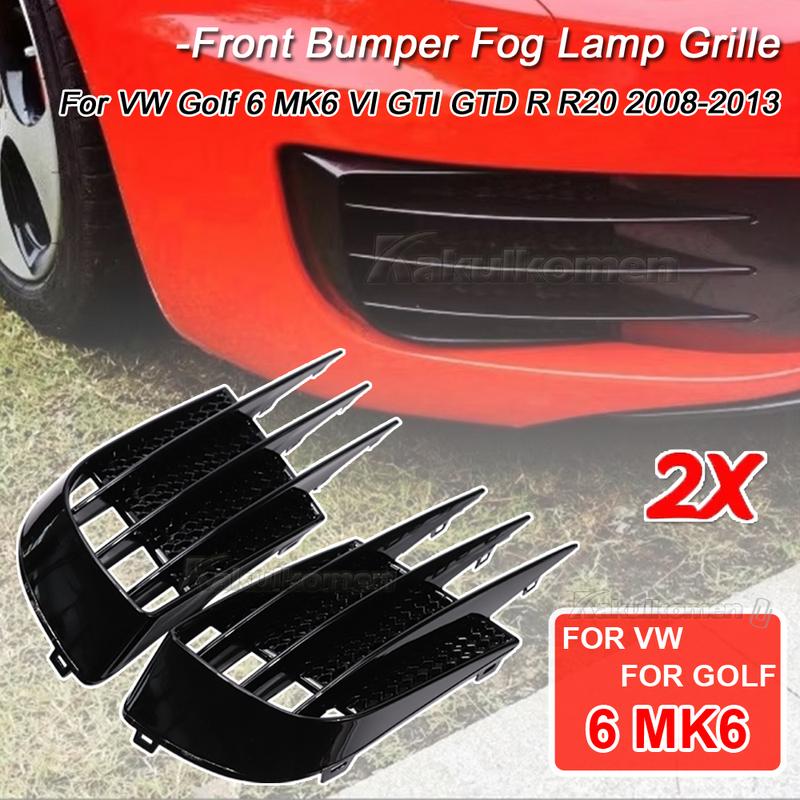 For Volkswagen VW Golf 6 MK6 VI GTI GTD R R20 2008-13 Front Bumper Fog Lamp Grille Spoiler Fog Light Eyebrow Eye Wind Knife Trim