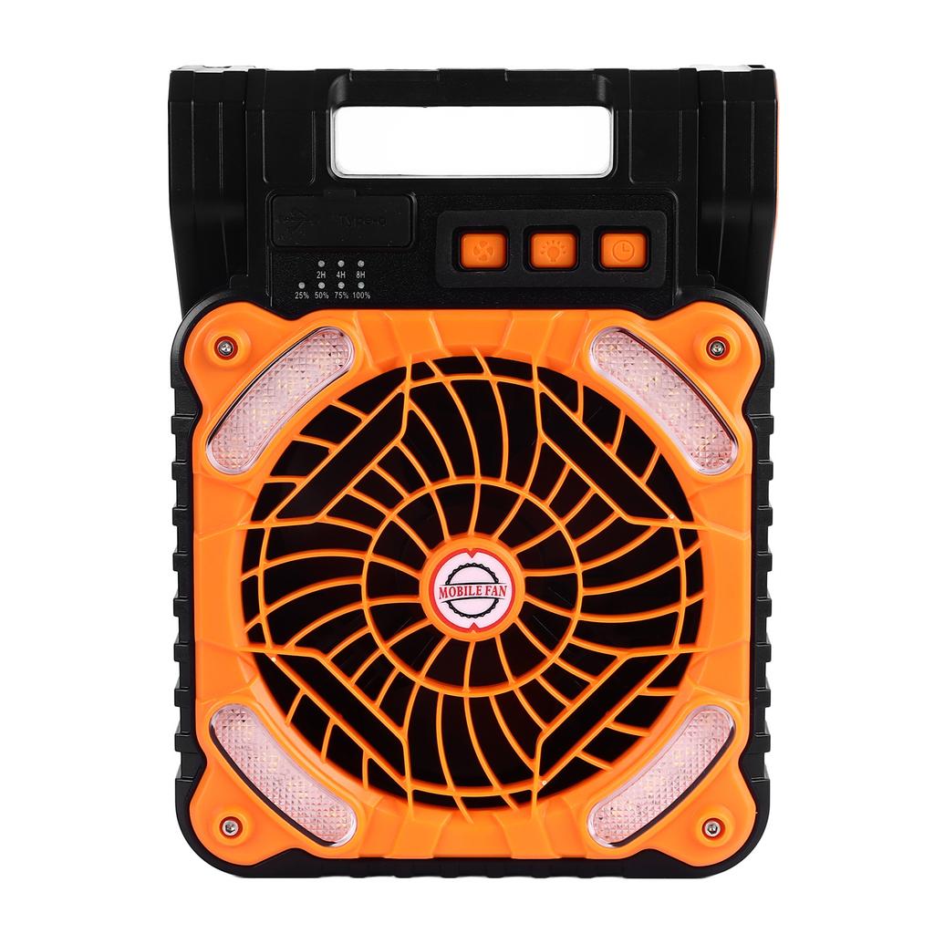 Solar Fan 5200MAH Type C Charging 4 Speed   Brushless Motor 4.5mCelsiuss Low Noise LED Timer Solar Camping Fan for Fishing Outdoor Activities