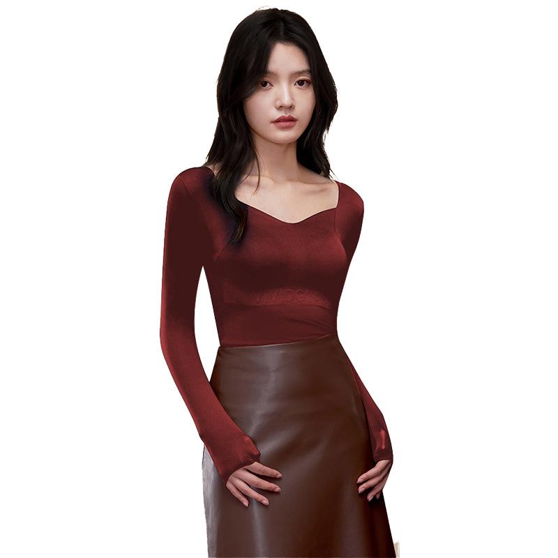 Women's Antibacterial Camellia Thermal Top - Bra-Free, Warm, and Lightweight for Autumn/Winter