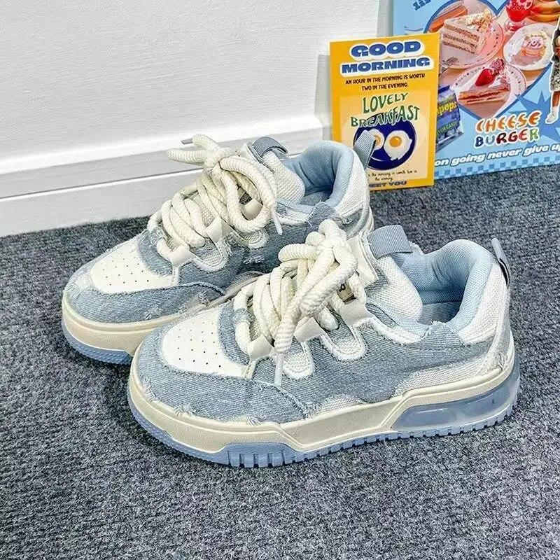 

Жіночі модні товсті туфлі на піднятому кросі Four Seasons Нове корейське видання Універсальне протиковзке взуття Вуличне спортивне повсякденне взуття 40