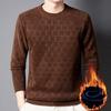 Men's Winter Fleece Plaid Sweater - Warm, Solid Color, Round Neck, Ideal for Middle-aged & Elderly