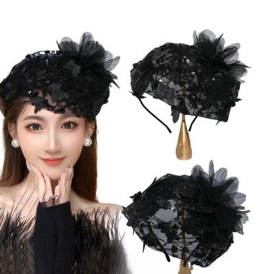 Fascinator Headband Hat for Women with Feather Flower Hair Accessory Headpiece Hair Decoration Headwear for Party