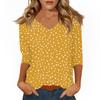 Women's Tops Three-quarter Sleeve Shirt V-neck Loose Casual Shirt Print T-shirt
