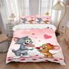 Tom Jerry Romance Print 3Pcs Bedding Setduvet Cover With 2 Bedropillowcase Home Birthday Gift