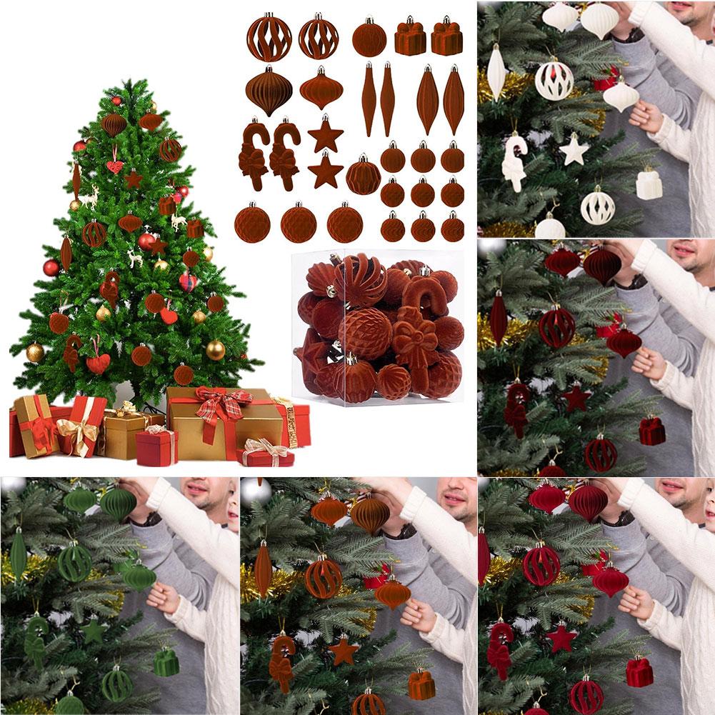 Velvet Christmas Ornaments Set 28 Pieces for Holiday Decor with Assorted Styles Designed for Christmas Tree and Home