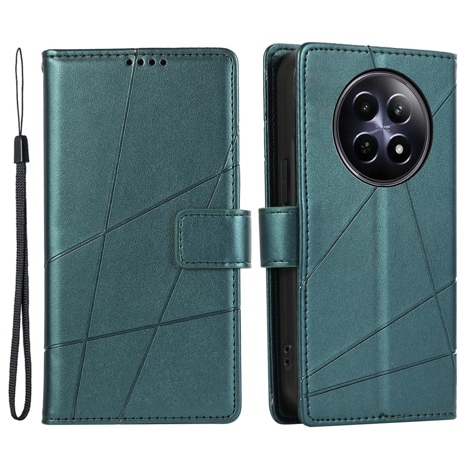 

DF-06 Чехол для Realme 12 5G/12x 5G Аксессуар для мобильного телефона Оптовая продажа Кожаный кошелек с оттиском линии Чехол для телефона Green