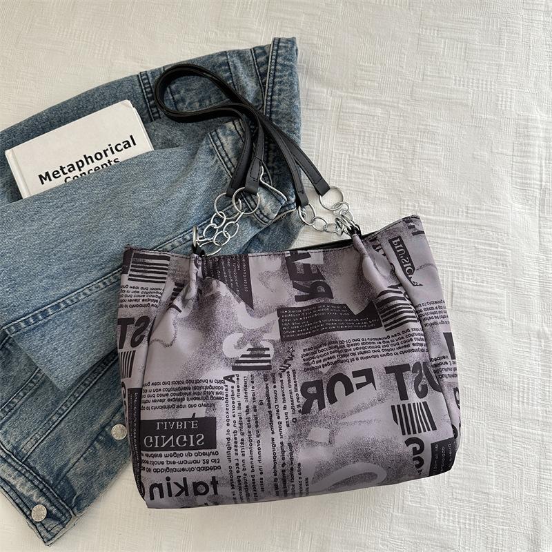 Fashion Trend Shoulder Bag Women's 2025 New Personalized Printing Large-capacity Tote Bag Simple Underarm Bag