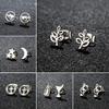 Tiny Star Moon Fashion Stud Earrings for Women Fashion Music Cross Leaf Cup Earings Stainless Steel Jewelry Pendientes Gift