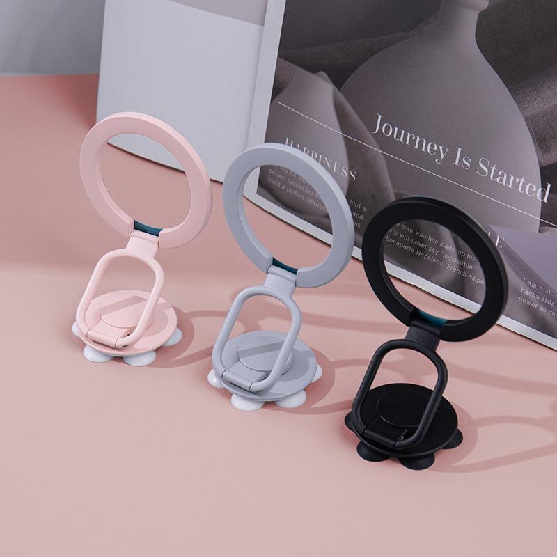 Magnetic Silicone Rotating Phone Case with Suction Cup Ring Stand