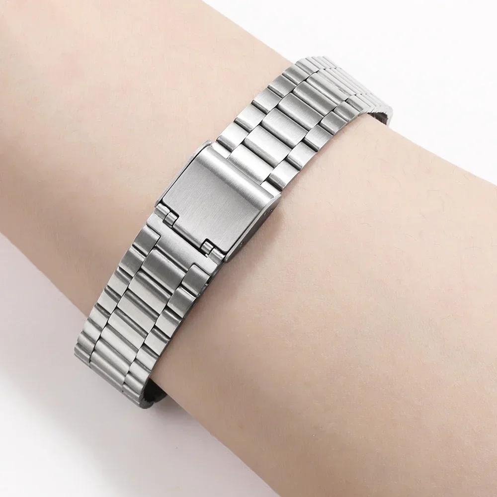 Vintage Metall Uhrenarmband für Casio SGW400 F91W F84 F105/108/A158/168 AE1200/1300 Hohe Qualität 18mm Edelstahl Armband