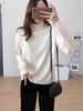 Women's Fashion Semi-High Neck Mid-Length Loose Long Sleeve Top - Autumn Base Layer T-Shirt