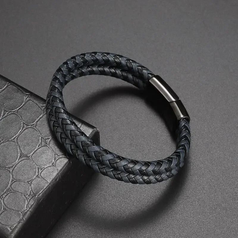 Mens Womens Couple Metal Infinity Sign Leather Bracelet Magnetic Closure Charm Bracelet Leather Wristband Casual Jewelry