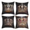 Față de pernă coroană de lux, Husă decorativă pentru tăblie pentru canapeaua din living, Pernă decorativă retro regală (Inserție de pernă nu este inclusă)