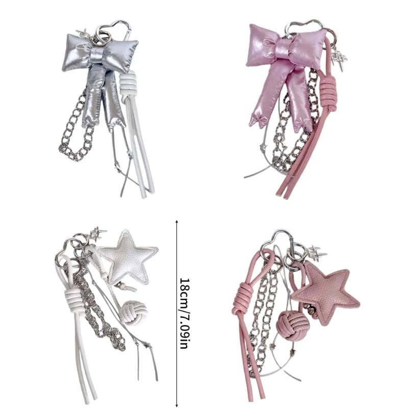 Stern Schlüsselanhänger Schleife Stern Anhänger Hängender Anhänger Legierung und PU Textur für jugendliche Trendsetter und Kunstliebhaber