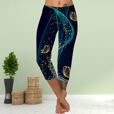 Pantolon Yazlık Şort Tayt Kısaltılmış Skinny Pantolon Büyük Beden Leggins Bayan İnce 3D Pembe Kristal Kelebek Baskılı Pantolon
