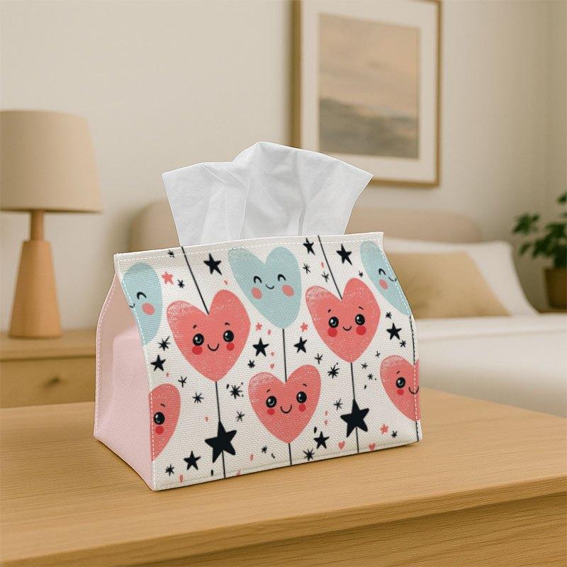 1pc Tissue Box Holder Features an Adorable Design of Hearts with Eyes And Smiling Mouths - A Versatile Napkin Dispenser Suitable for Home, Parties, An