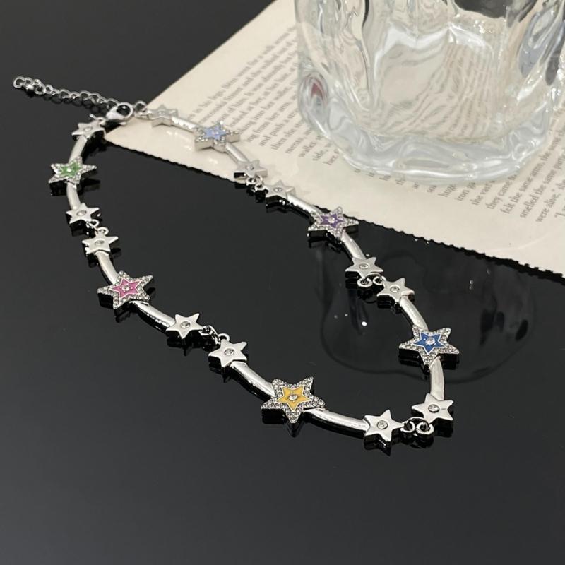 Five-pointed Star Aesthetic Necklace Diamonds Inlay Simple Clavicle Chain Women Girls Wedding Jewelry Birthday Gift