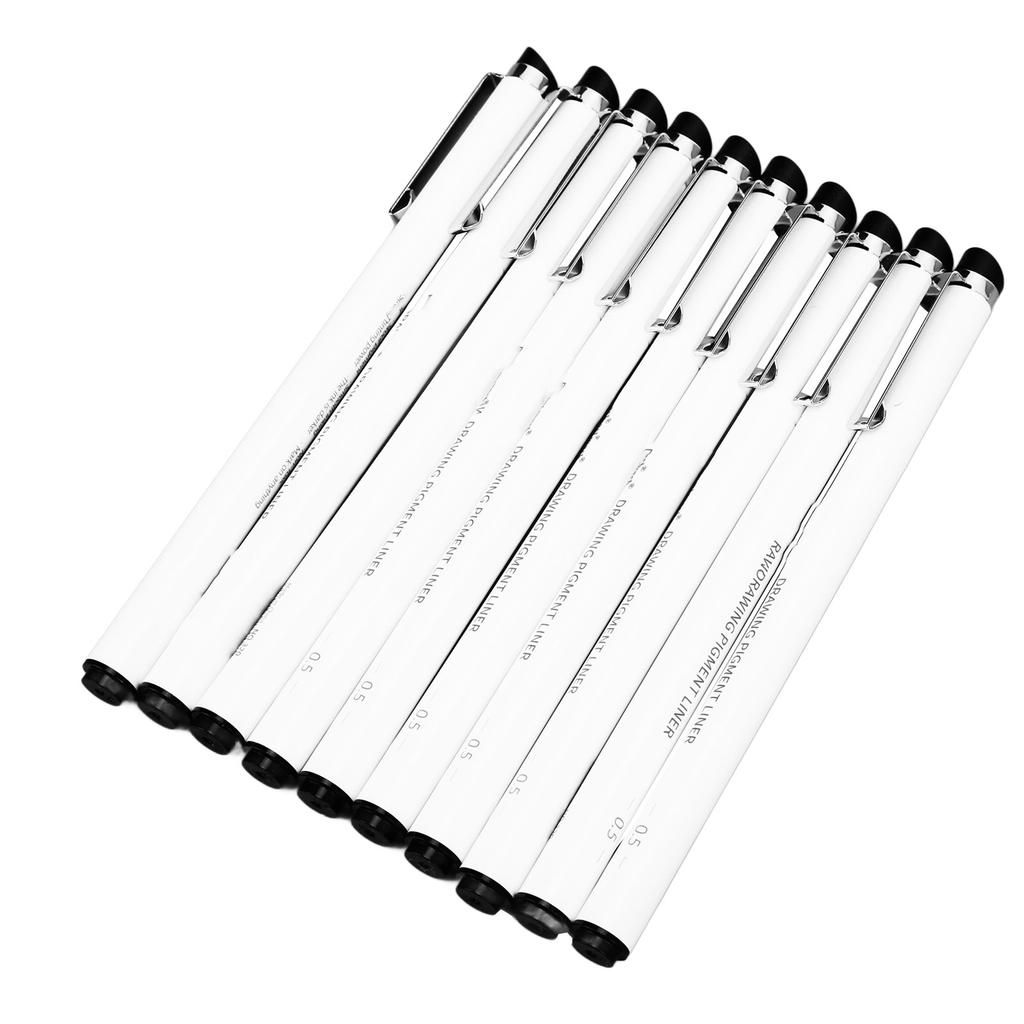 10Pcs 0,5mm Micro Linie Stifte Ausgezeichnete Schwarz Tinten Glatter Schreiben Wasserdicht Linie Zeichnung Stift für