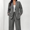 European & American Fashion Slim Fit Lapel Cardigan Suit & Pants Set for Women