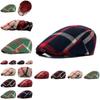 Stylish Unisex Beret Cap Vintage Plaid Pattern In 5 Colors