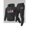 Autumn and Winter Men's Sports and Leisure Hooded Sweatshirt and Sweatpants Set 2 Pieces with Fashionable National Flag Print