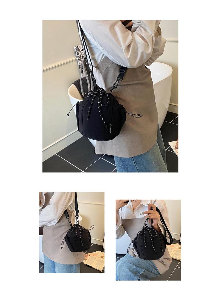 Japanese-Inspired Niche Drawstring Bucket Bag, Versatile Crossbody for Commuting and Outdoor Sports Casual Use