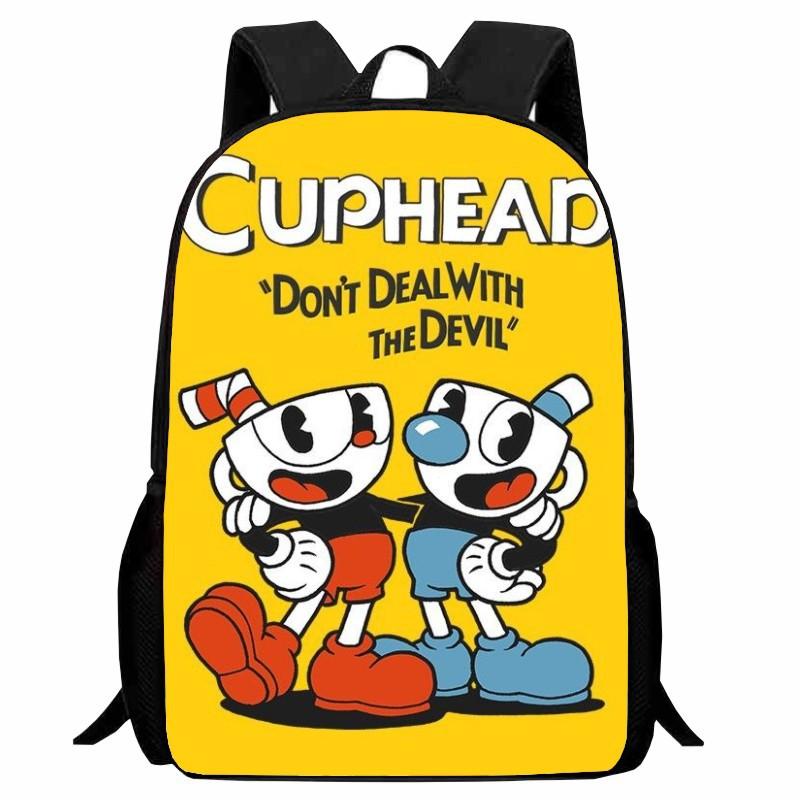 Cuphead Student Backpack Cartoon Teacup Head Backpack Lightweight 123 Grade Boys and Girls