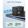 Adaptateur de voyage - lencent - gan3 65w - 2 usb-a qc4.0 - 2 usb-c pd3.0 - charge rapide