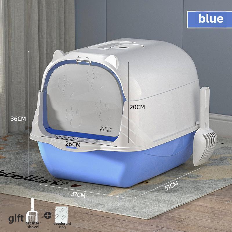 Litieră mare pentru pisici, cu dublă utilizare, cu design anti-stropire