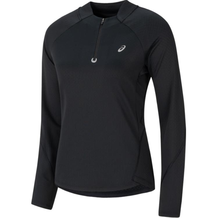 Asics Fashionable Comfortable Versatile Stand Collar Long Sleeve T-Shirt Women tops Black 2012D246-001