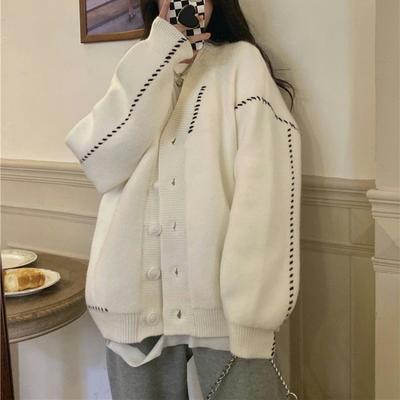 Autumn Winter Sweater Women Lazy Oversized Cardigan Soft Waxy Sweet Knitted CardiganStudent Korean Loose Wear Outer Coat