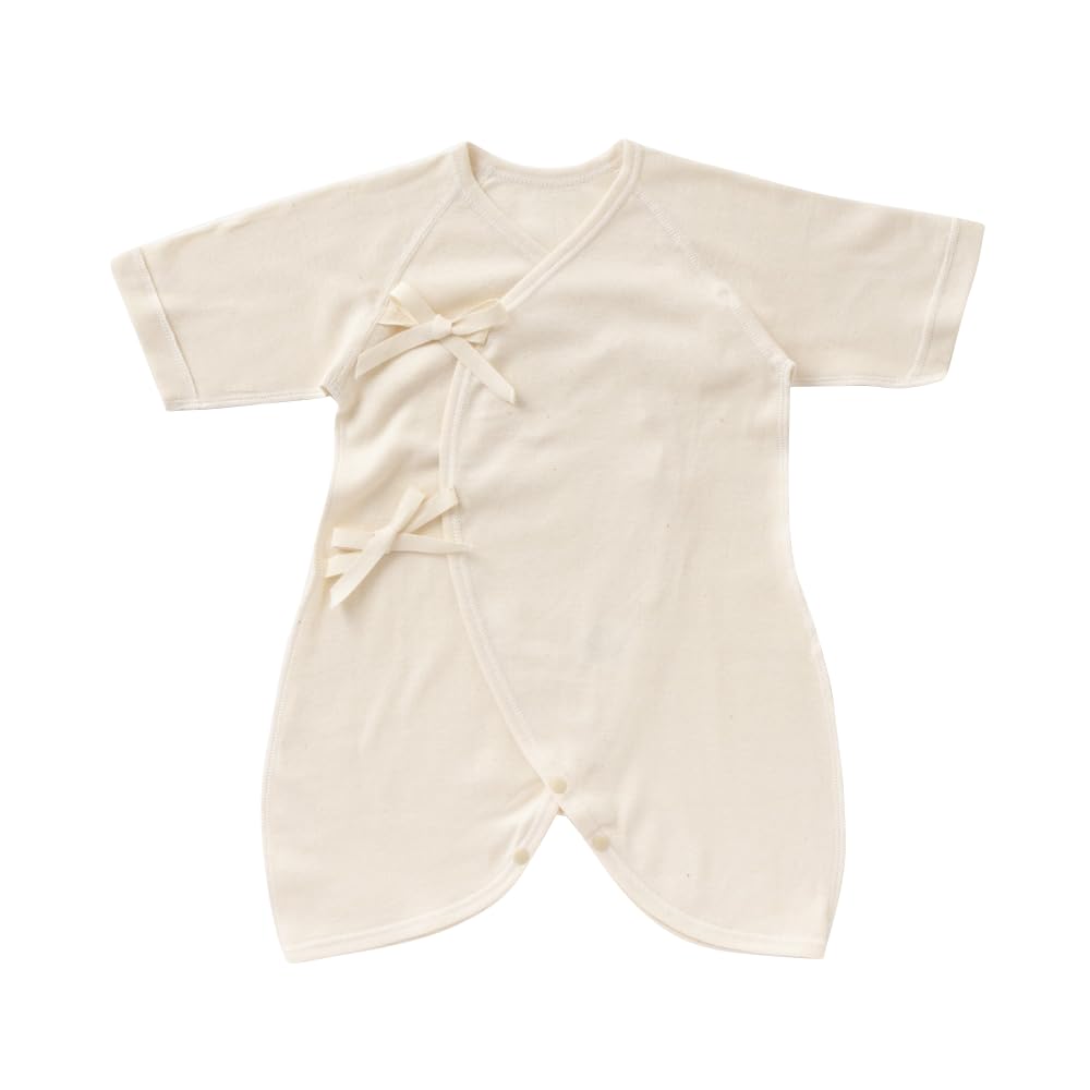 Cream de Coco Organic Cotton Baby Combi Perfect for Baby Hospital Shrine and Newborn Product 69254 Undershirt, 60cm, 100% Cotton, Showers, Leave,
