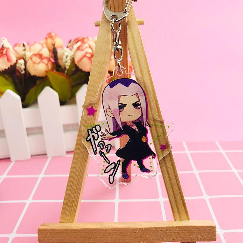 Jojos Adventure Bizarre Key Chain Anime Cartoon Keyring Pendant Acrylic Gifts