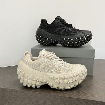 Yaylı Perçinli Ayakkabılar, Durian Kalın Tabanlı Baba Ayakkabıları, Kadınlar İçin Trend Çift Moda Arcade Baba Ayakkabıları