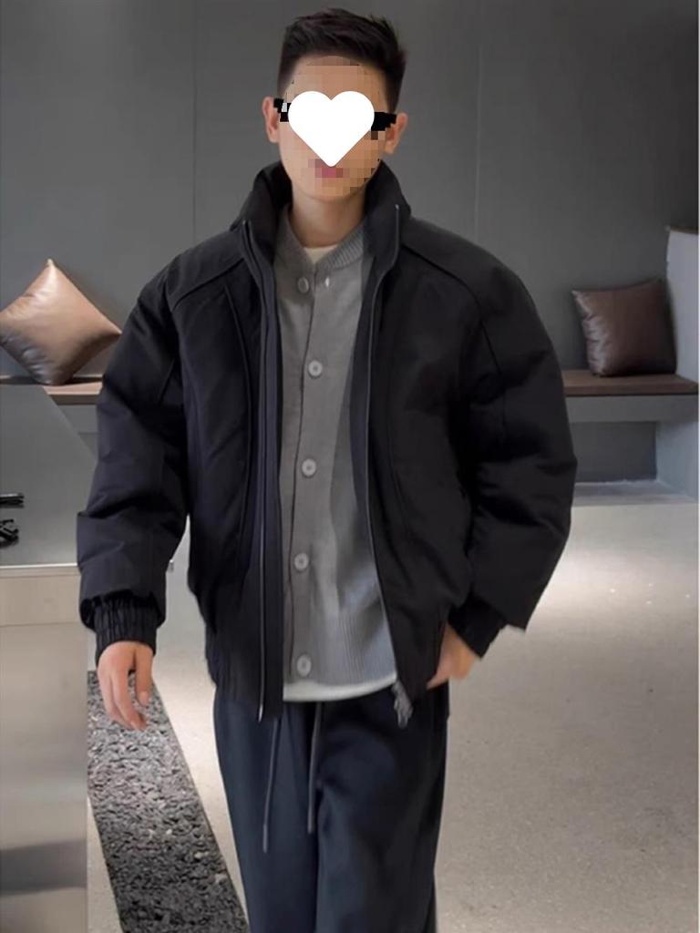 2025 m. madingas vyriškas retro amerikietiško stiliaus bomber baltas pūkinis švarkas