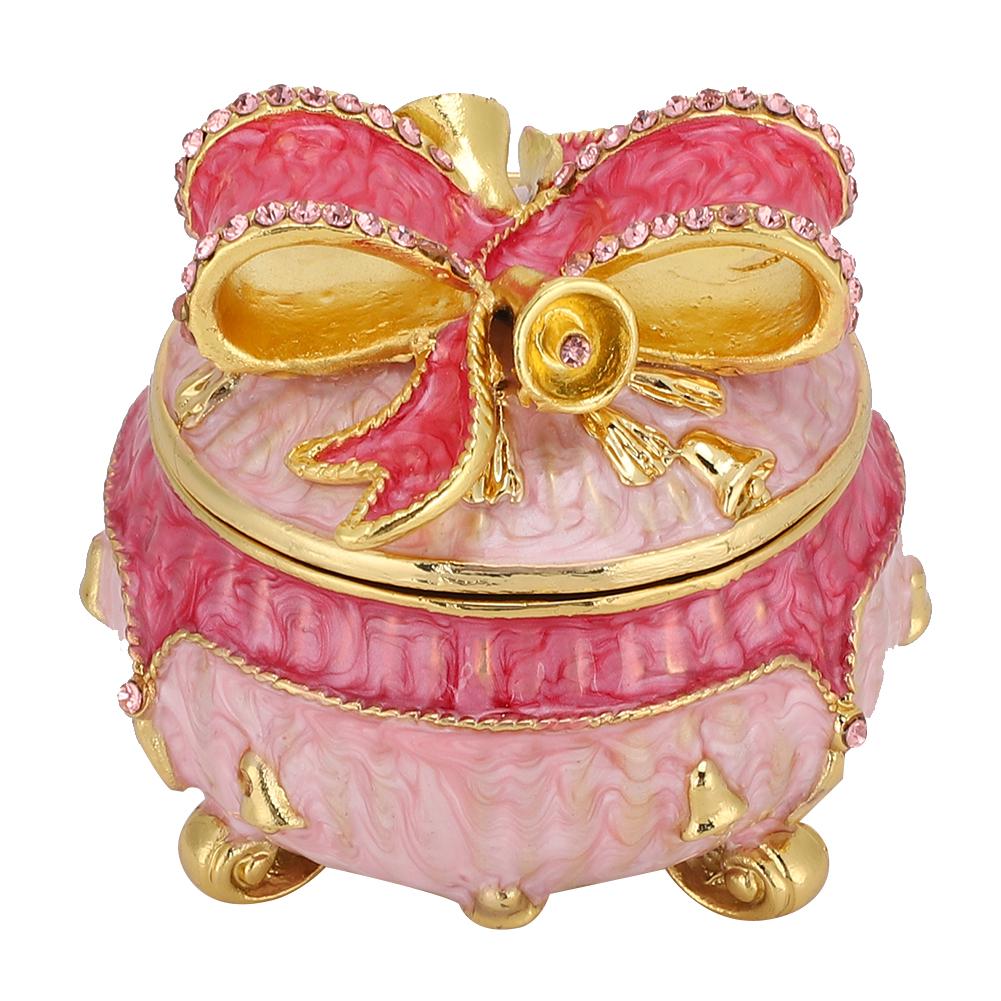 

Enameled Bow Jewelry Box Metal Crafts Storage Enamel Painted Ornaments Home Decoration
