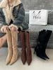 Pointed thin heel thin boots stacking boots 2025 belt buckle Korean version wrinkled high heel boots thin boots women