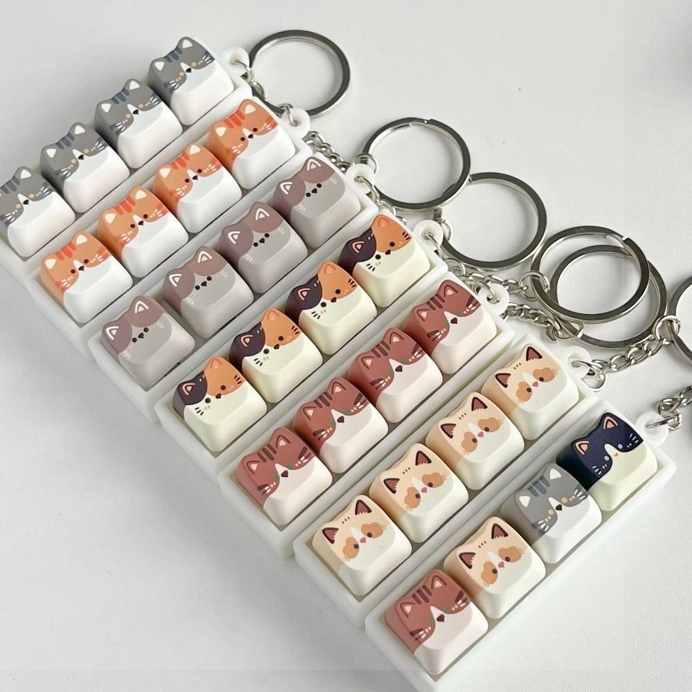 Finger-Tip Pressing Fidget Keychain Cat Fidget Toy Keyboard Fidget Toy Keycap Keychain  Gifts