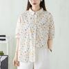 DIMANAF 2026 Plus Size New Summer Women Blouse Shirt Short Sleeve Beach Print Floral Casual Loose Cotton Lady Tops Tees Shirts
